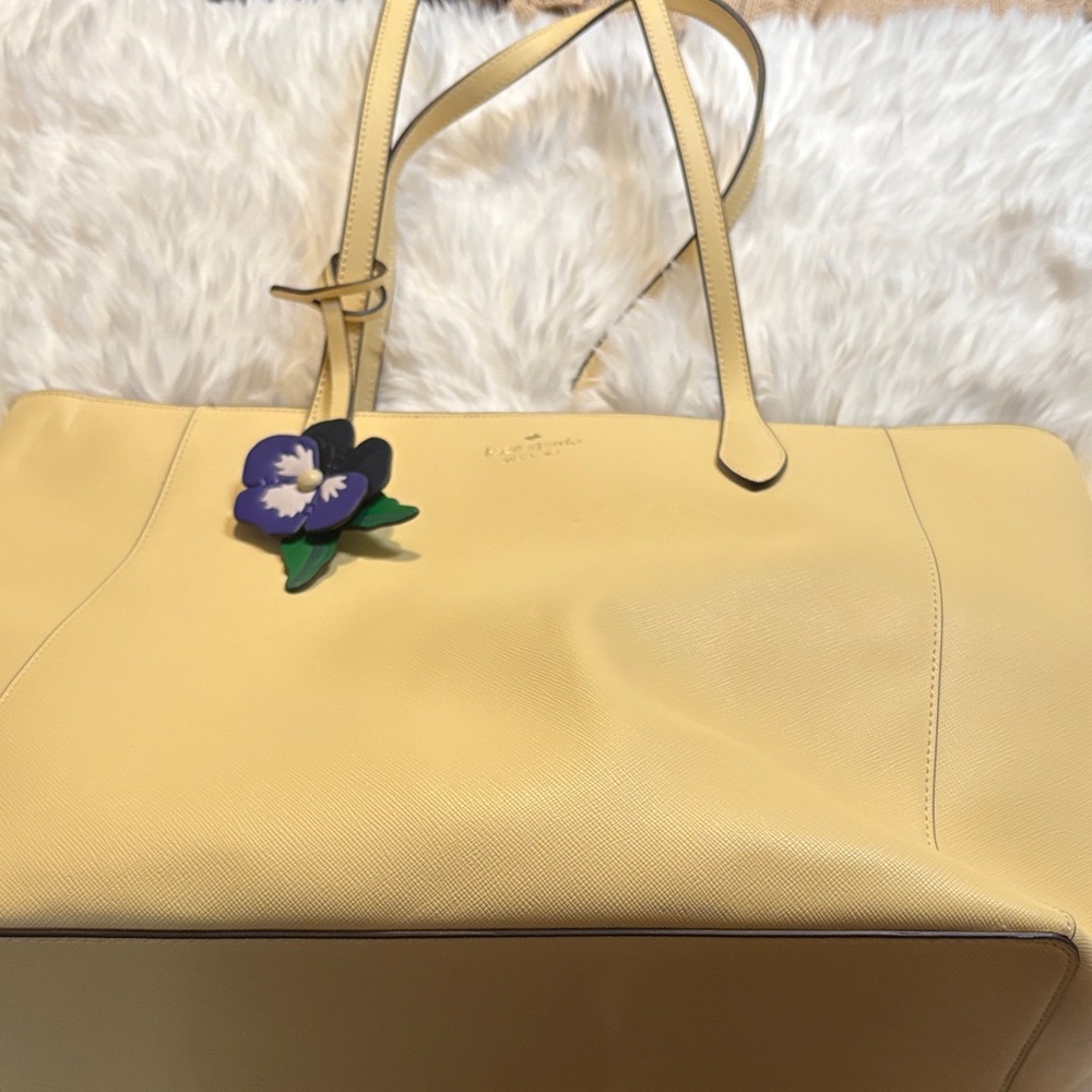 Kate Spade Cream Tote with Floral Charm